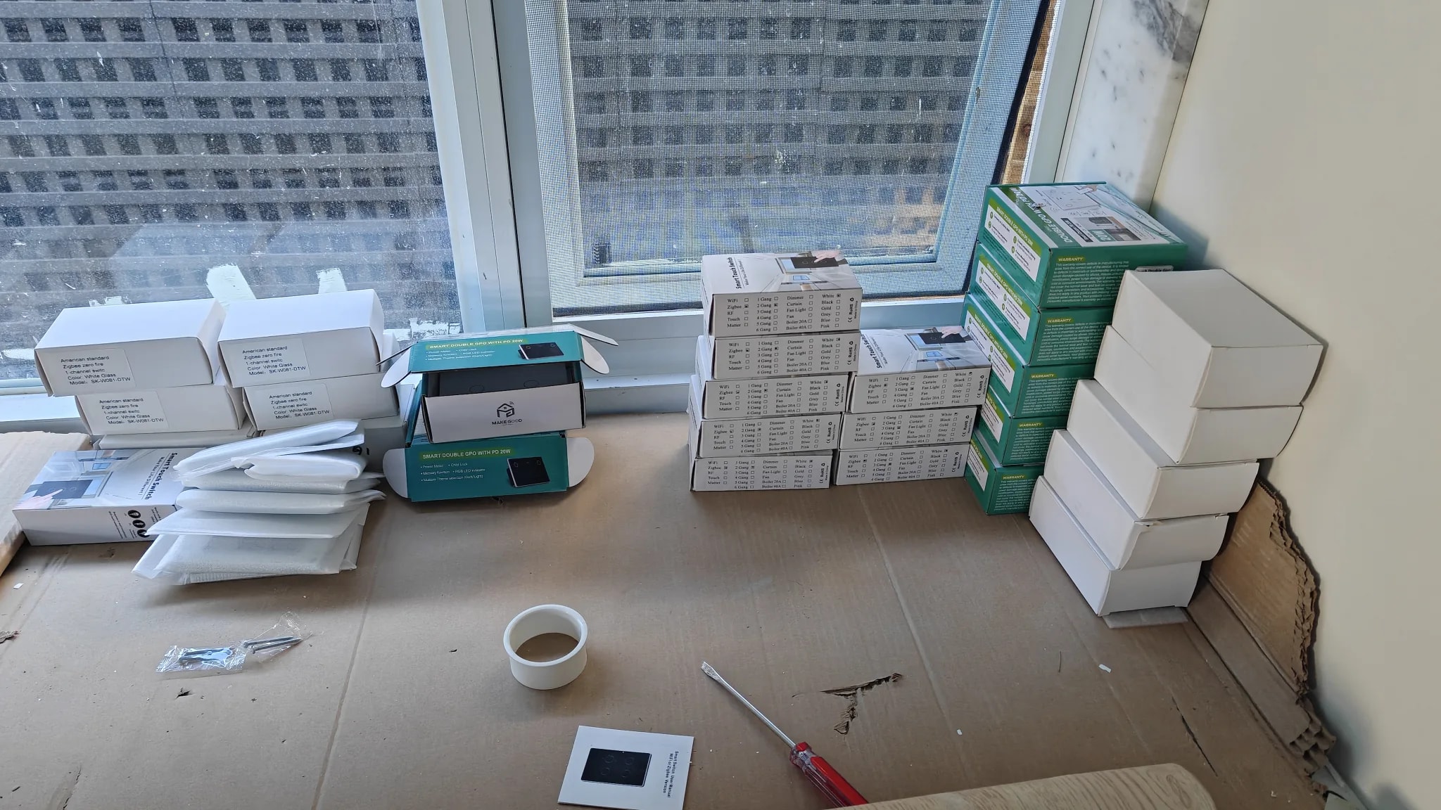 Smart home switches and controls prepared for installation