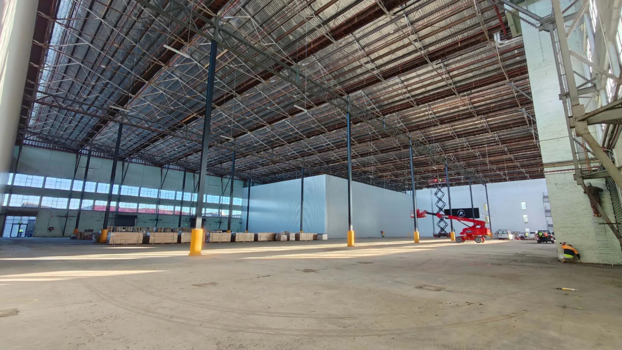 Large indoor sports venue in West Footscray during smart infrastructure installation