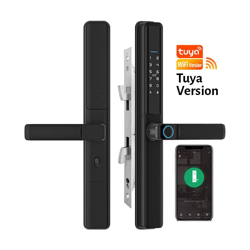 AT-E F5 Smart Fingerprint Door Lock – Zinc Alloy, Multi-Access, Black Finish