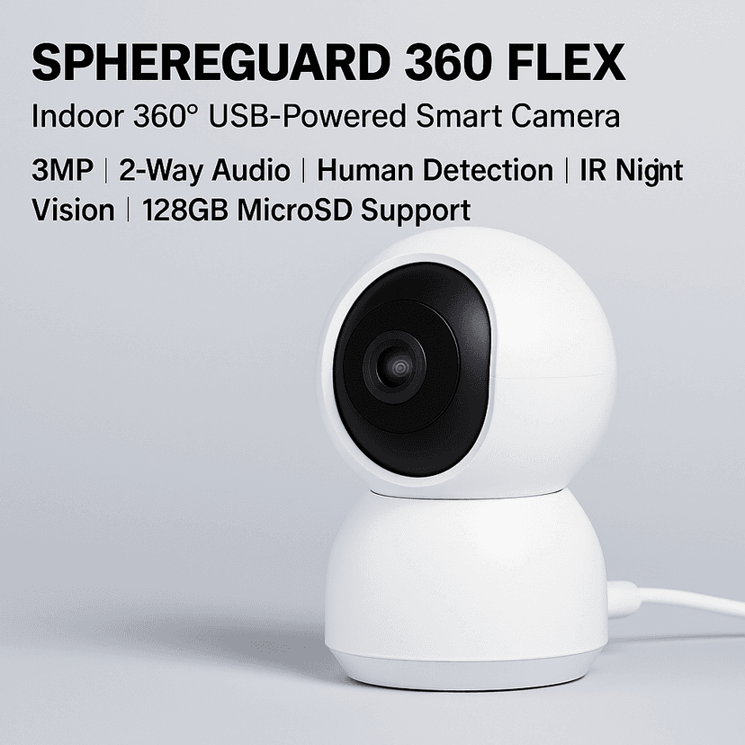 SPHEREGUARD 360 FLEX – Indoor 360° USB-Powered Smart Camera
