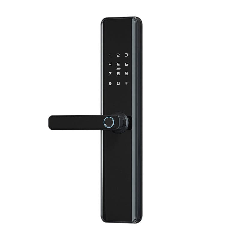 AT-E D1 Smart Door Lock – Black, Fingerprint & App Control, 6068 Mortise, Multi-Access