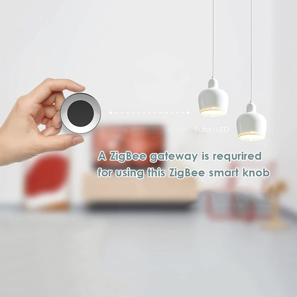 ZigBee 3.0 Smart Rotary Knob, Multi-Scene Home Automation Controller, Voice Control Compatible, Black and Silver