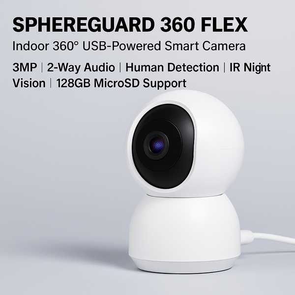 SPHEREGUARD 360 FLEX – Indoor 360° USB-Powered Smart Camera